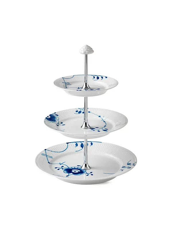 Royal Copenhagen Blau Mega Riflet, Etagere 3-lagig