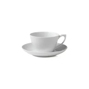 Royal Copenhagen Weiß Riflet, kop med untertasse 28 cl