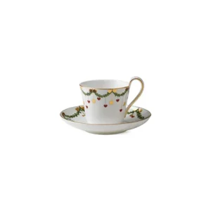 Royal Copenhagen Stjerne Riflet Jul, hohe Henkelteetasse mit Untertasse 24 cl