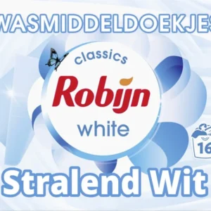 Robijn Classics Stralend Wit Wasmiddeldoekjes 16 wasstrips