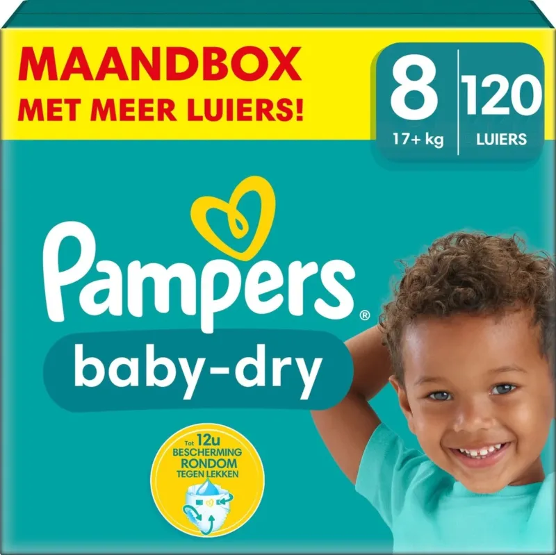 Pampers Baby-Dry - Maat 8 (17kg+) - 120 Luiers Maandbox
