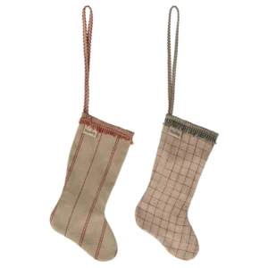 Stocking Ornament - Strumpf m/Karo + Strumpf m/Streifen von Maileg