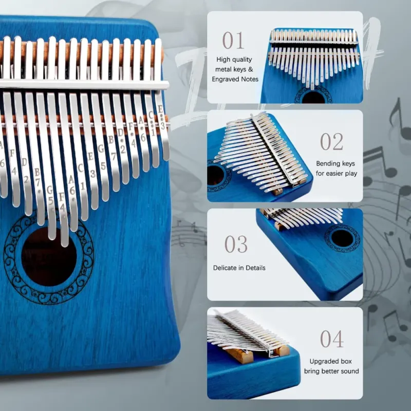 Kalimba Thumb Piano 17-Key Blue Wood Finger Piano - Product example