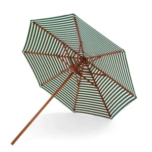 Skagerak Messina Sonnenschirm Ø300, Light Apricot/Dark Green Stripes von Fritz Hansen