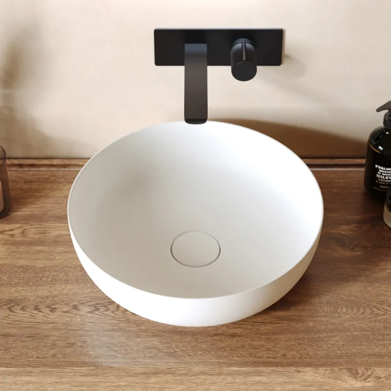 Dolvhin® Aufsatzwaschbecken aus Mineralguss "Bora" | Rund | ø39 cm