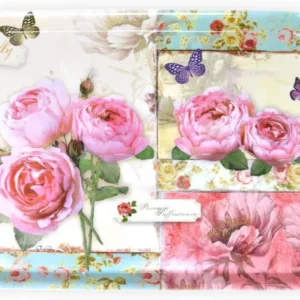 Serviertablett Tragbar, Melamin Servicetablett 38x26 cm, Robustes Picknicktablett, Druck: England Rosen