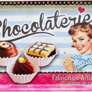 Eckiges Desserttablett Motiv: Schokolade, Vintage Gläsertablett 38x26 cm, Stapelbares Geschirrtablett bunt
