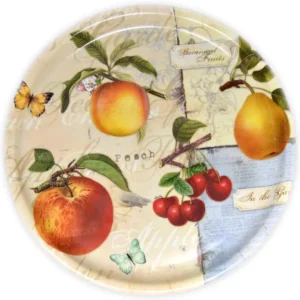 großes Serviertablett Rund 40 cm Ø, Gastrotablett aus Italien Motiv: Apfelgarten