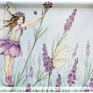 Getränke Tablett groß 47x31 cm, Italienisches Dekotablett, Melamintablett lila Motiv: Elfe