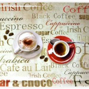 Gastrotablett Rechteckig, Druck: Espresso, Großes Kunststoff Tablett 50x37 cm, Italienisches Kaffeetablett