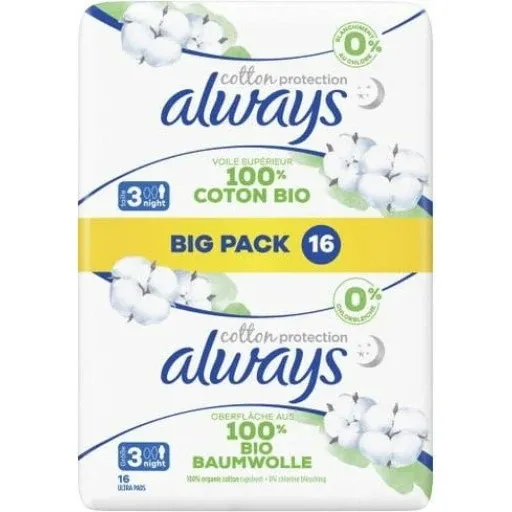 Always Cotton Protection - Night Maandverband Met Vleugels - 16 stuks