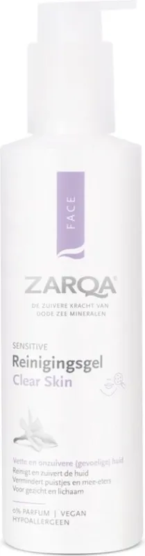 ZARQA Reinigingsgel Clear Skin 200ml - reinigt en zuivert de huid- Verpakking beschadigd