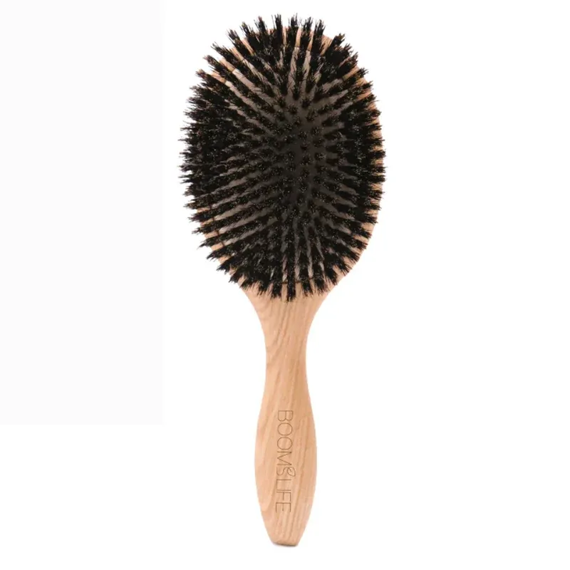Natural Boar Bristle Brush Wooden Handle Hair Styling Tool - Product showcase