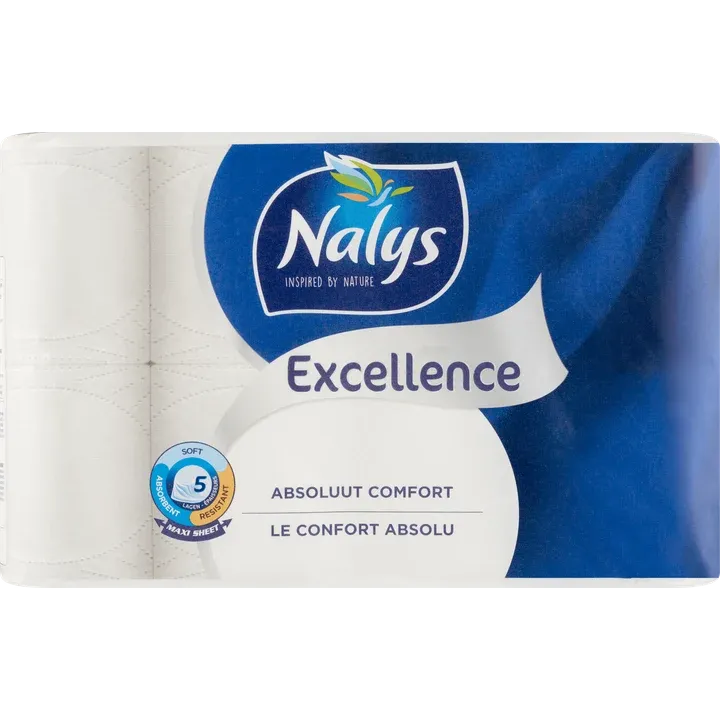 NALYS EXCELLENCE 5-LAAGS MAXI-VEL TOILETPAPIER - 8 ROLLEN- Verpakking beschadigd