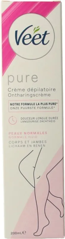 Veet Pure Ontharingscreme - Normale Huid - Zonder Ammoniak Geur - 200 ml- Verpakking beschadigd