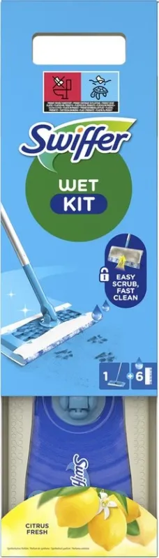 Swiffer Vloerreiniger Startset Met 1 Vloerwisser & 6 Vochtige Vloerdoekjes - Verpakking beschadigd