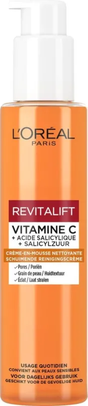 L'Oréal Revitalift Clinical Schuimende Reinigingscrème met Vitamine C* en Salicylzuur Gezichtsreinger 150 ml - Pompje ontbreekt