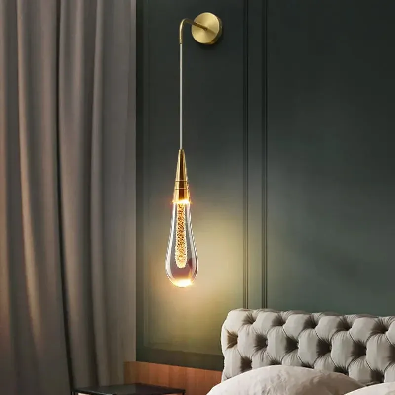 Modern Wall Sconce Glass Teardrop With Gold Accents - Product showcase