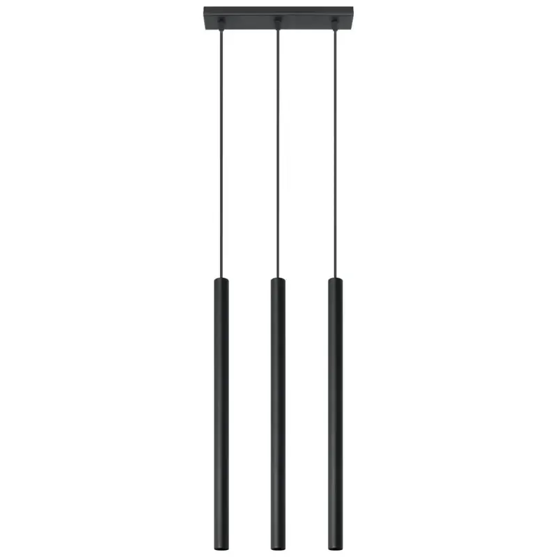 3-flammige Pendelleuchte Pastello in Schwarz, moderne minimalistische Hängeleuchte mit schlanken Zylindern