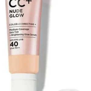 IT Cosmetics Your Skin But Better CC+ Nude Glow SPF40 Foundation - Lichte Textuur - Glow Serum met 2% Niacinamide, Hyaluronzuur, Groene thee-extract en SPF 40 - Medium - 32ml- Beschadigde Verpakking