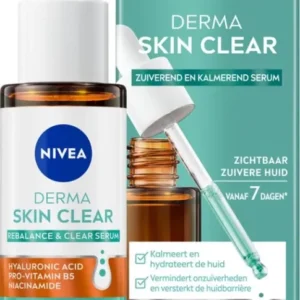 NIVEA Derma Skin Clear Serum Gezicht - Zuiverend & Kalmerend Gezichtsserum - Skincare Met Hyaluronzuur en Niacinamide - 30ml - beschadigde verpakking