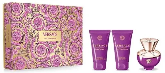 Versace Dylan Purple pour Femme Giftset - 50 ml eau de parfum spray + 50 ml showergel + 50 ml bodylotion - cadeauset voor dames