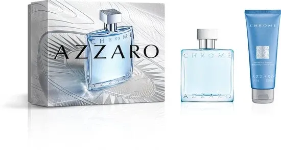 Azzaro Chrome Eau de Toilette Geschenkset - Parfum voor Mannen - 50ml Flacon & 75ml Douchegel - Beschadigde verpakking