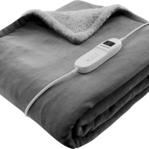Inventum HB180G - Elektrische omslagdeken - Warmtedeken - Bovendeken - 1 persoons - 180x130 cm - Fleece - Grijs