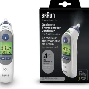 Braun Thermoscan 7+ Oorthermometer met nachtmodus - accessoires inbegrepen - Verpakking beschadigd