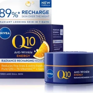 NIVEA Q10 Energy Recharge Versteviginde Nachtcrème - Hydraterende Anti-Rimpel Crème - met Vitamine C en E - 50 ml - beschadigde verpakking
