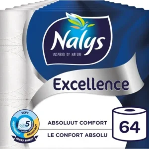 Nalys Excellence Toiletpapier - 64 rollen - Maxi Vellen (5-laags) - Voordeelverpakking
