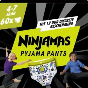 Ninjamas Pyjama Pants - 4-7 Jaar (17kg-30kg) - 60 Pyjamabroekjes - Nachtluiers