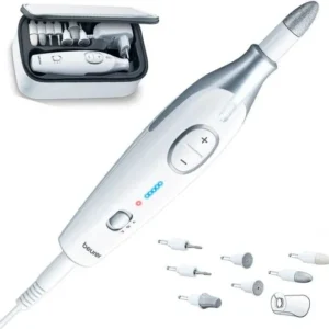 Beurer MP 42 Elektrische nagelvijl – Nagelfrees – Electrische manicure-en Pedicureset - 7 Opzetstukken – Beschermkap - Verpakking beschadigd