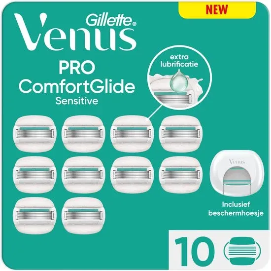 Gillette Venus Pro ComfortGlide Sensitive Scheermes - 10 Stuks + Scheermes etui- beschadigde verpakking