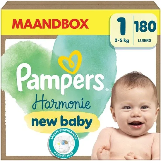 Pampers Harmonie Luiers - Maat 1 (2kg-5kg) - 180 Luiers
