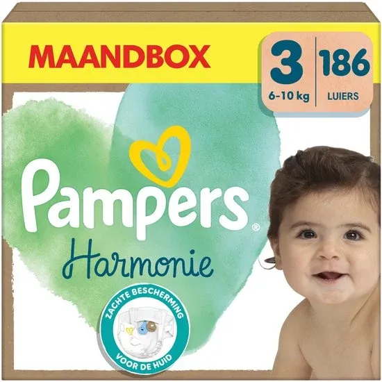 Pampers Harmonie Luiers - Maat 3 (6kg-10kg) - 186 Luiers