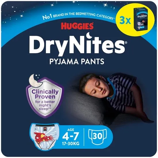Huggies DryNites absorberende luierbroekjes - jongens - 4 tot 7 jaar - 30 stuks