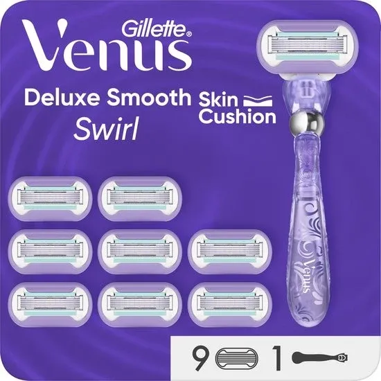 Gillette Venus Deluxe Smooth Swirl - 1 Scheermes - 9 Scheermesjes- Verpakking beschadigd