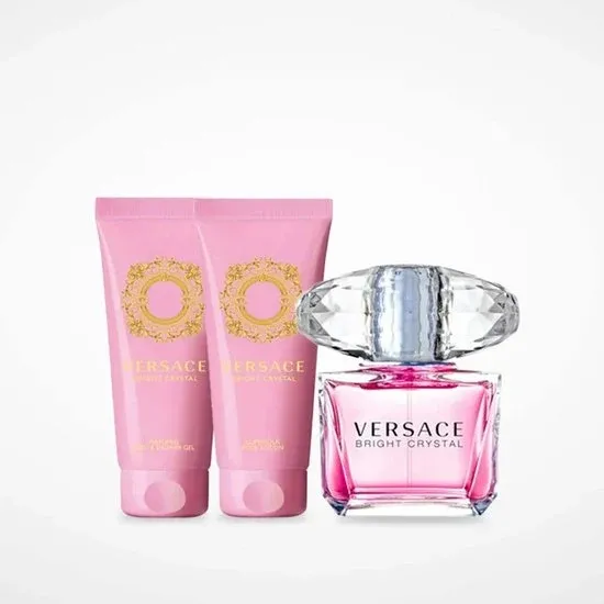 Versace Bright Crystal Eau De Toilette 90ml With Shower Gel 100ml Body Lotion 100ml And Bag