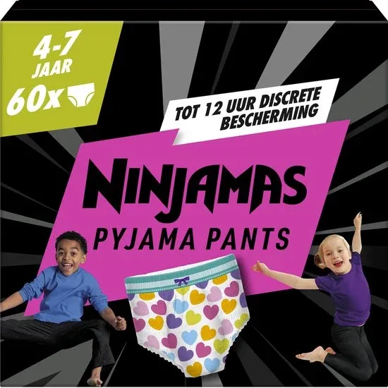 Ninjamas Pyjama Pants - 4-7 Jaar (17kg-30kg) - 60 Pyjamabroekjes - Nachtluiers
