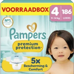 Pampers Premium Protection Maat 4 - 186 Luiers - 9kg-14kg - Voorraadbox