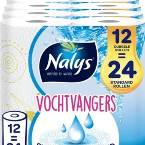 Nalys Vochtvangers Keukenpapier - 12 Dubbele rollen (12=24) - Voordeelverpakking