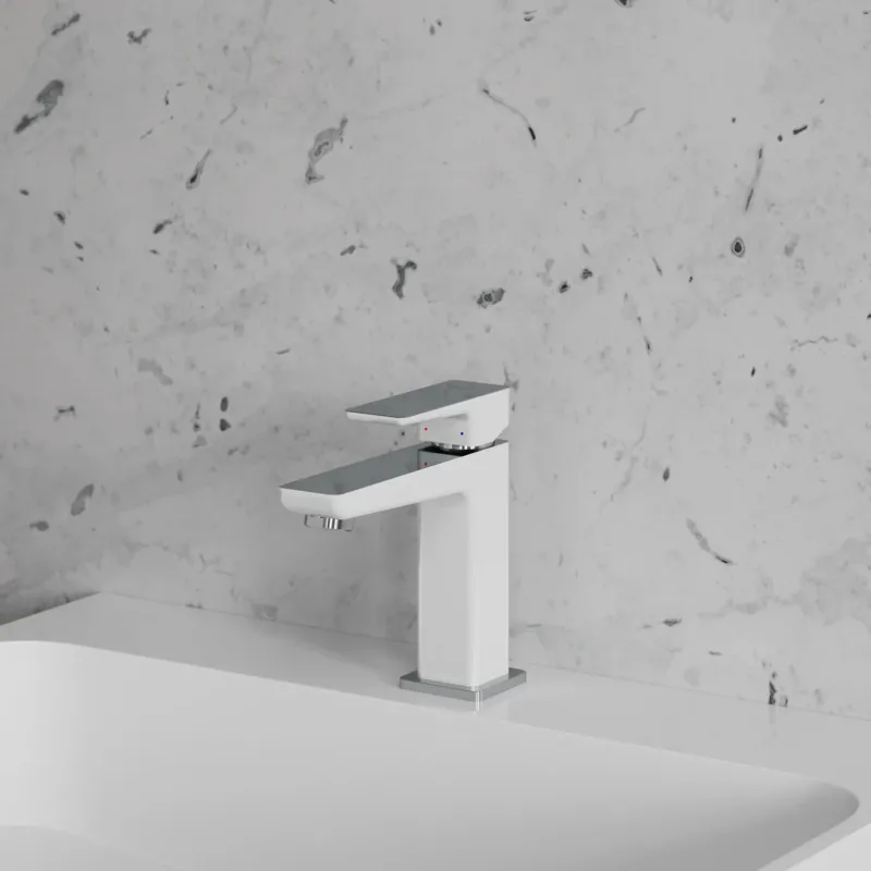 Waschtischarmatur PARMA in Chrom/Weiß mit EcoWater-Technologie