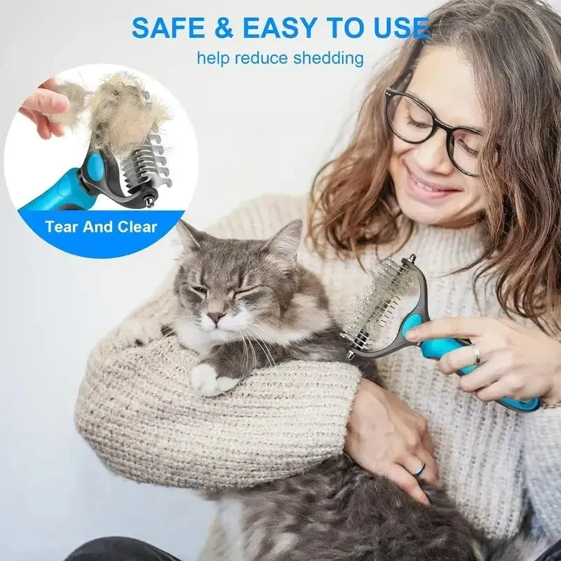 Zweiseitige Fellbürste für Hunde & Katzen – Unterwolle & Entwirrung