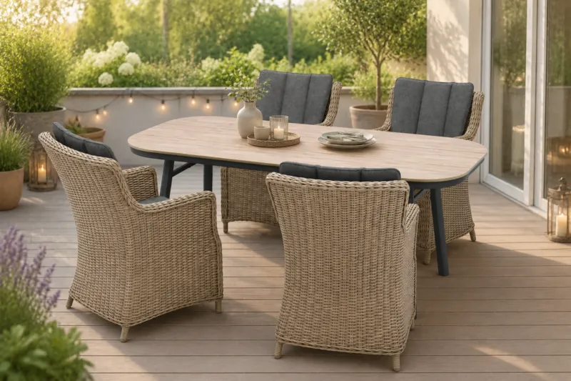 Luna San Marino Essgruppe oval holzfarben outdoor