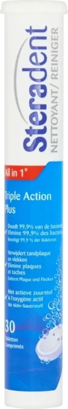 Steradent Triple Action Plus Kunstgebit Reiniger - 30 tabletten - Kunstgebitreiniging
