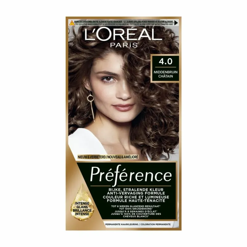 L'Oréal Paris Préférence Haarverf - 4 Middenbruin - Color extender - Verpakking beschadigd
