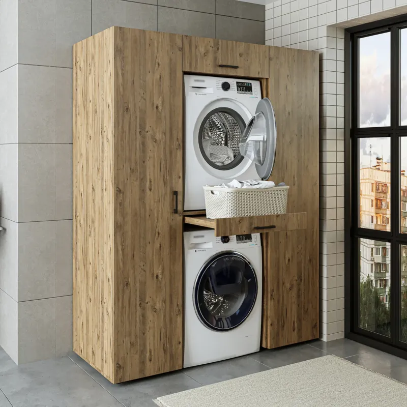 Roomart Schrankwand DUO-I, 157 cm, Waschmaschine und Trockner übereinander, in 3 Farben