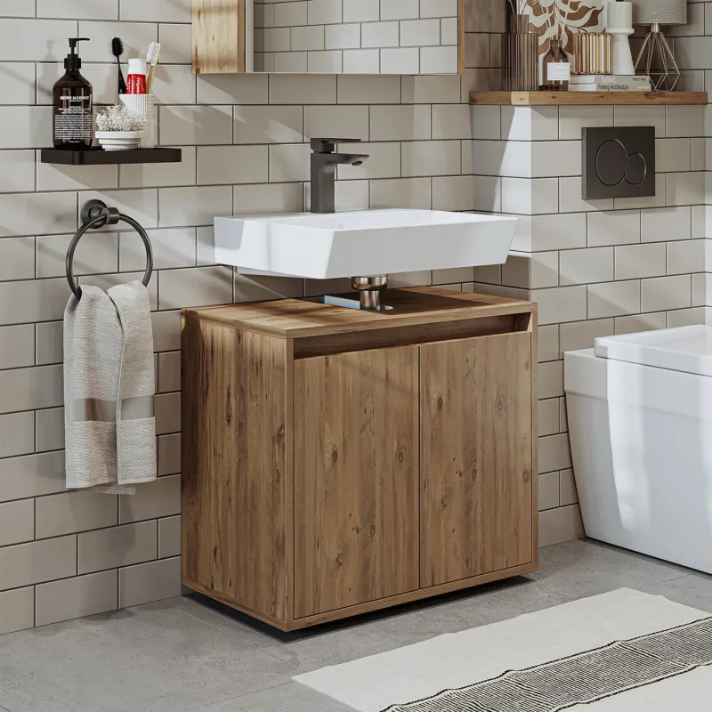 Roomart Badezimmer Unterschrank, 65 cm, ohne Waschbecken, mit 2 Türen, in 4 Farben