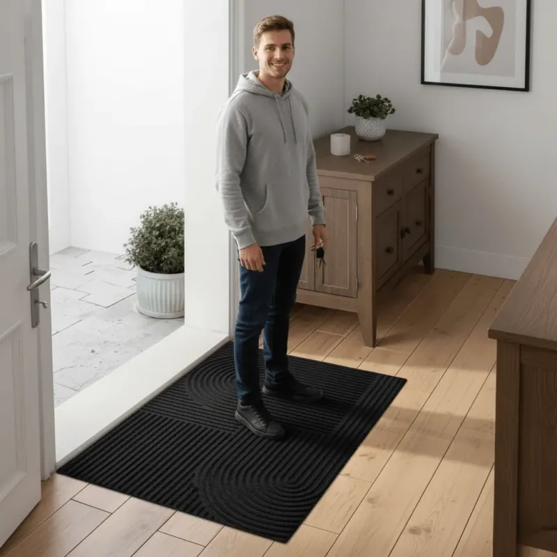 Geometric Door Mat Absorbent Microfiber with Non-Slip Backing - Detailed view